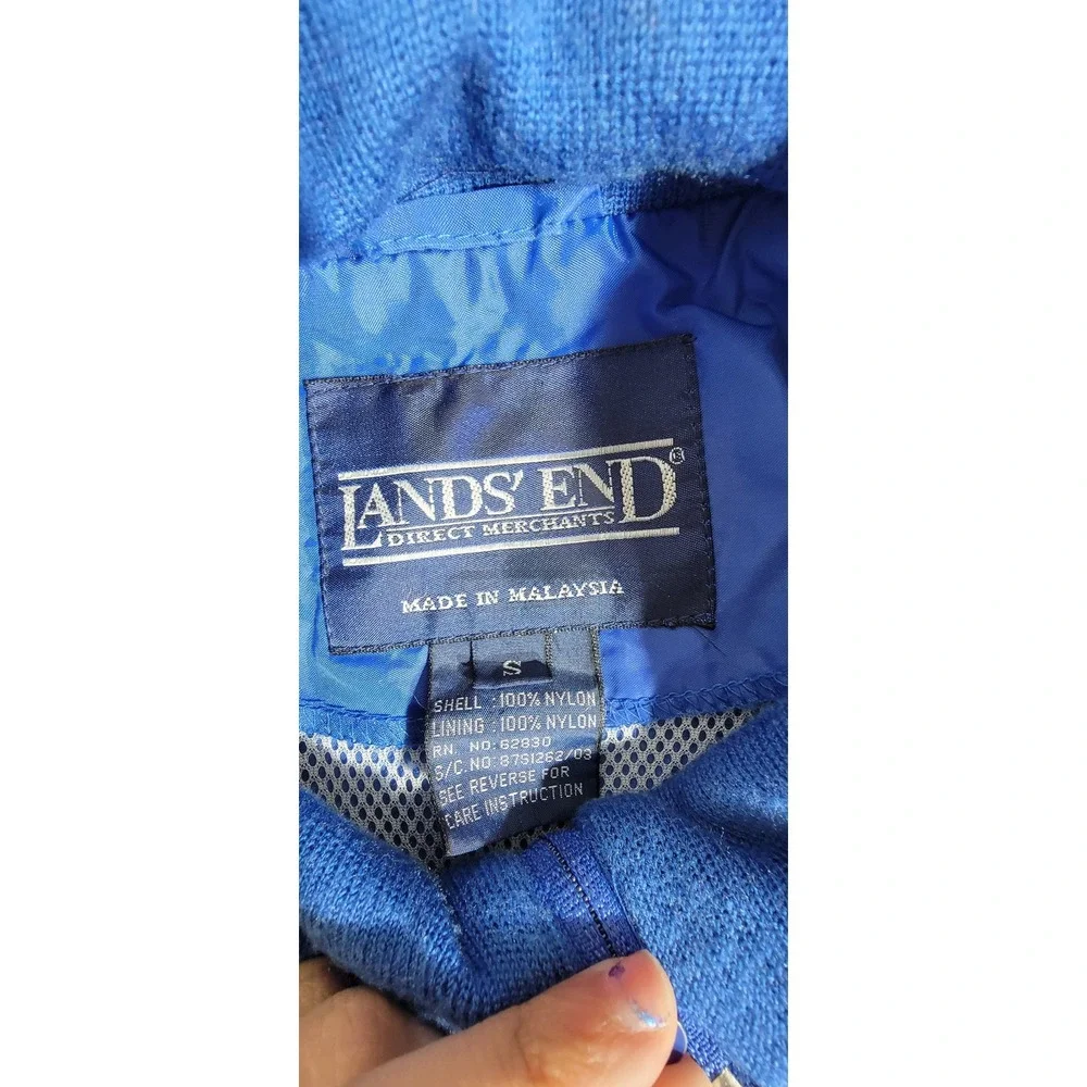 Lands End Vintage Windbreaker Jacket Royal Blue Mesh Lined Small